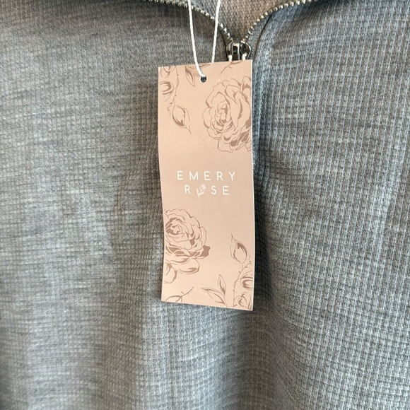 Emery Rose Gray Knit Long Sleeve Pullover 1/4 Zip Sweater - Picture 4 of 8